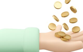 Streamline your operations: Close-up photo of a hand catching falling coins.