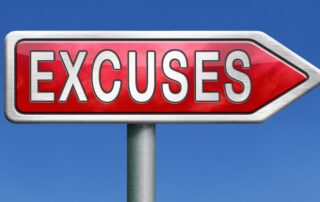 Stop sign with text "Excuses". Don't let excuses stop your business from getting paid. Call The Baker Group for debt collection services.